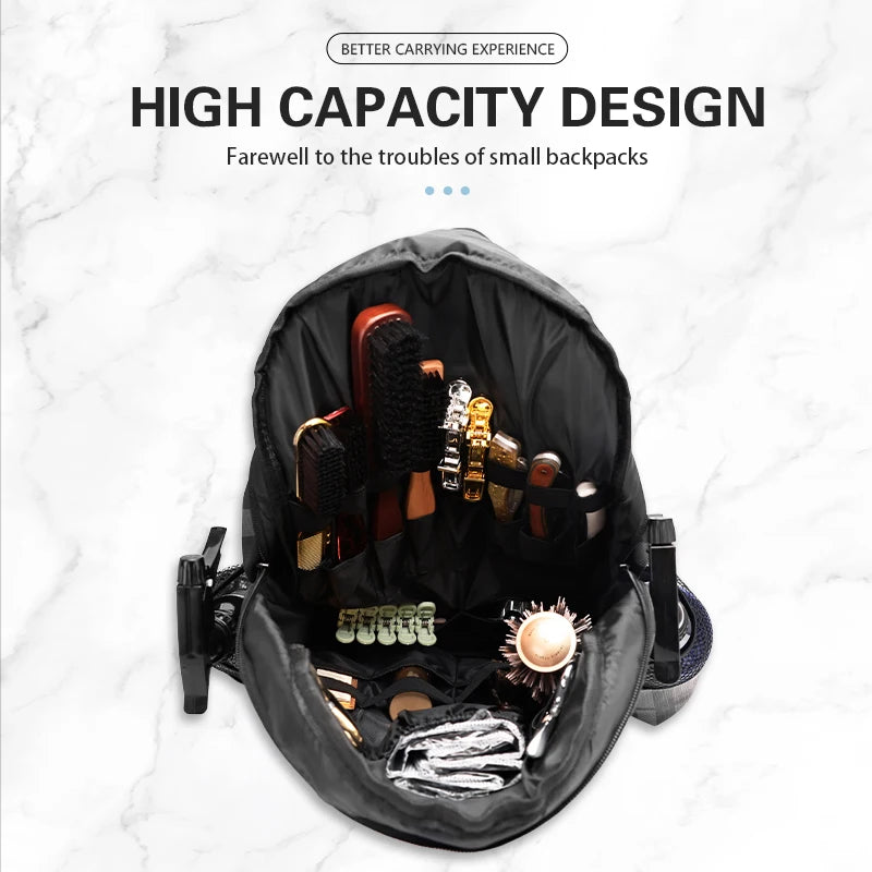Black/Gray Polyester Barber Haircut Clipper Hairstylist Travel Backpack