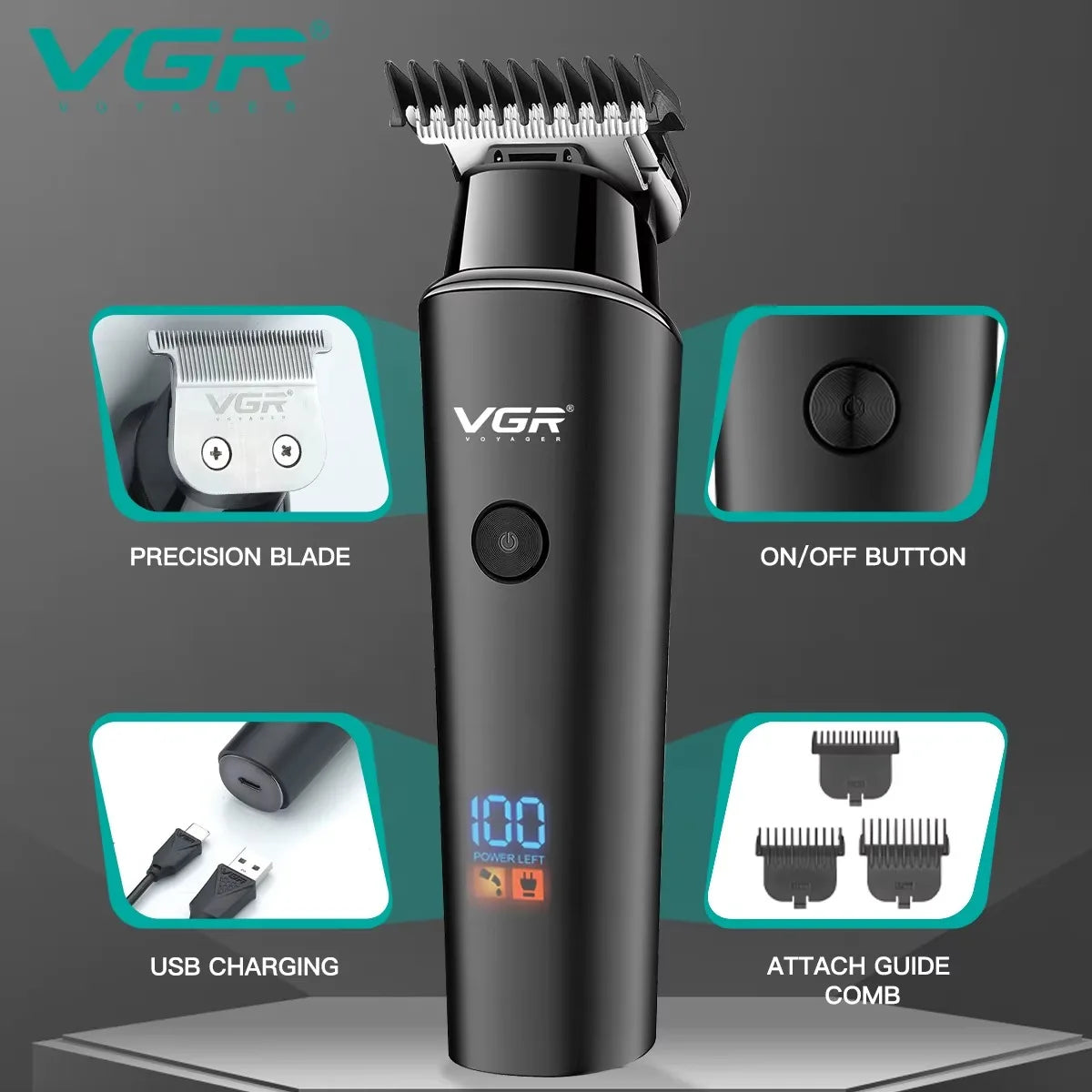 Cordless USB VGR Adjustable Hair trimmer
