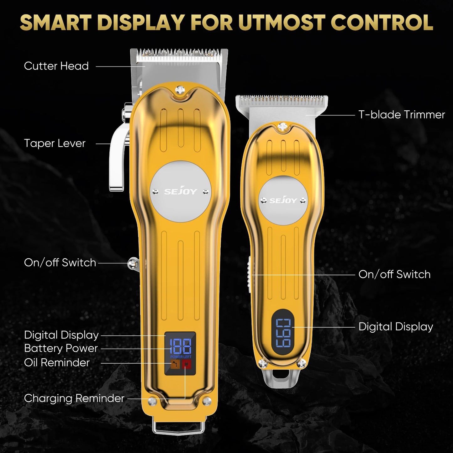 Full Metal Rechargeable Hair Clipper Combo Kit
