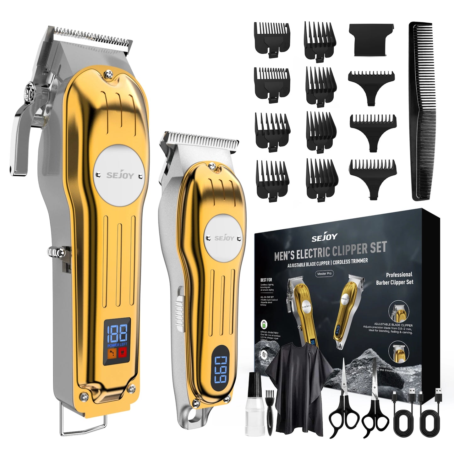 Full Metal Rechargeable Hair Clipper Combo Kit