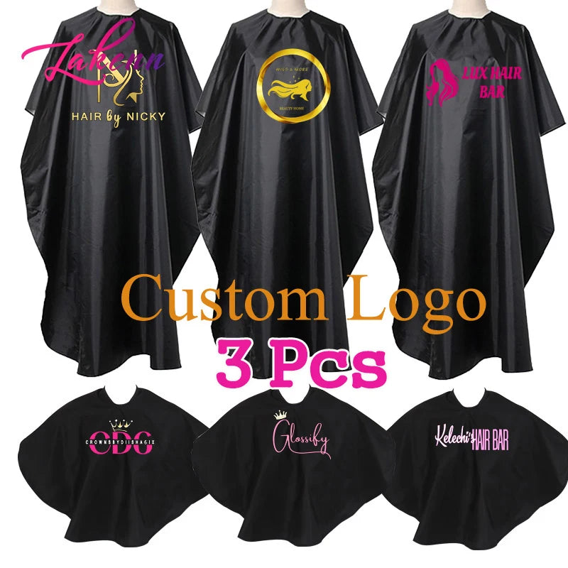 3PCS: Hair Salon Waterproof Custom Logo Apron Cape