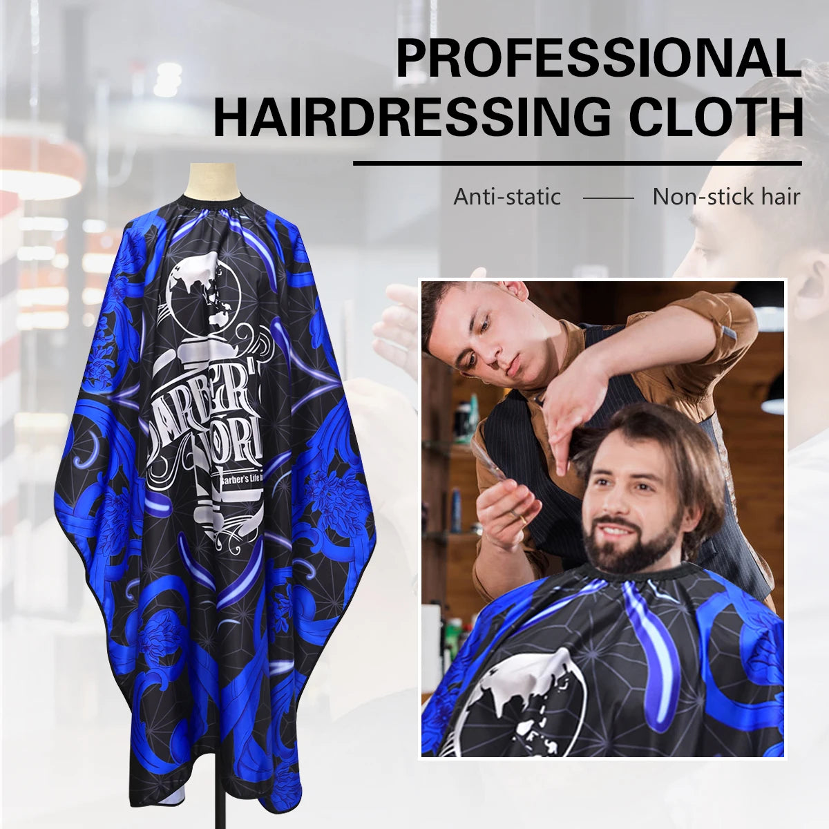 Blue/Black Salon Hairdressing Apron Cape