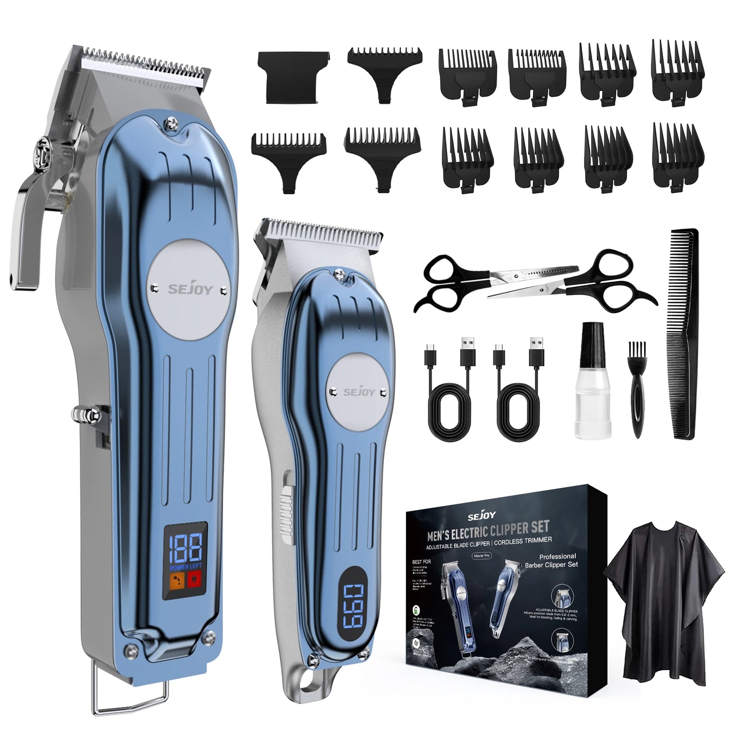 Full Metal Rechargeable Hair Clipper Combo Kit