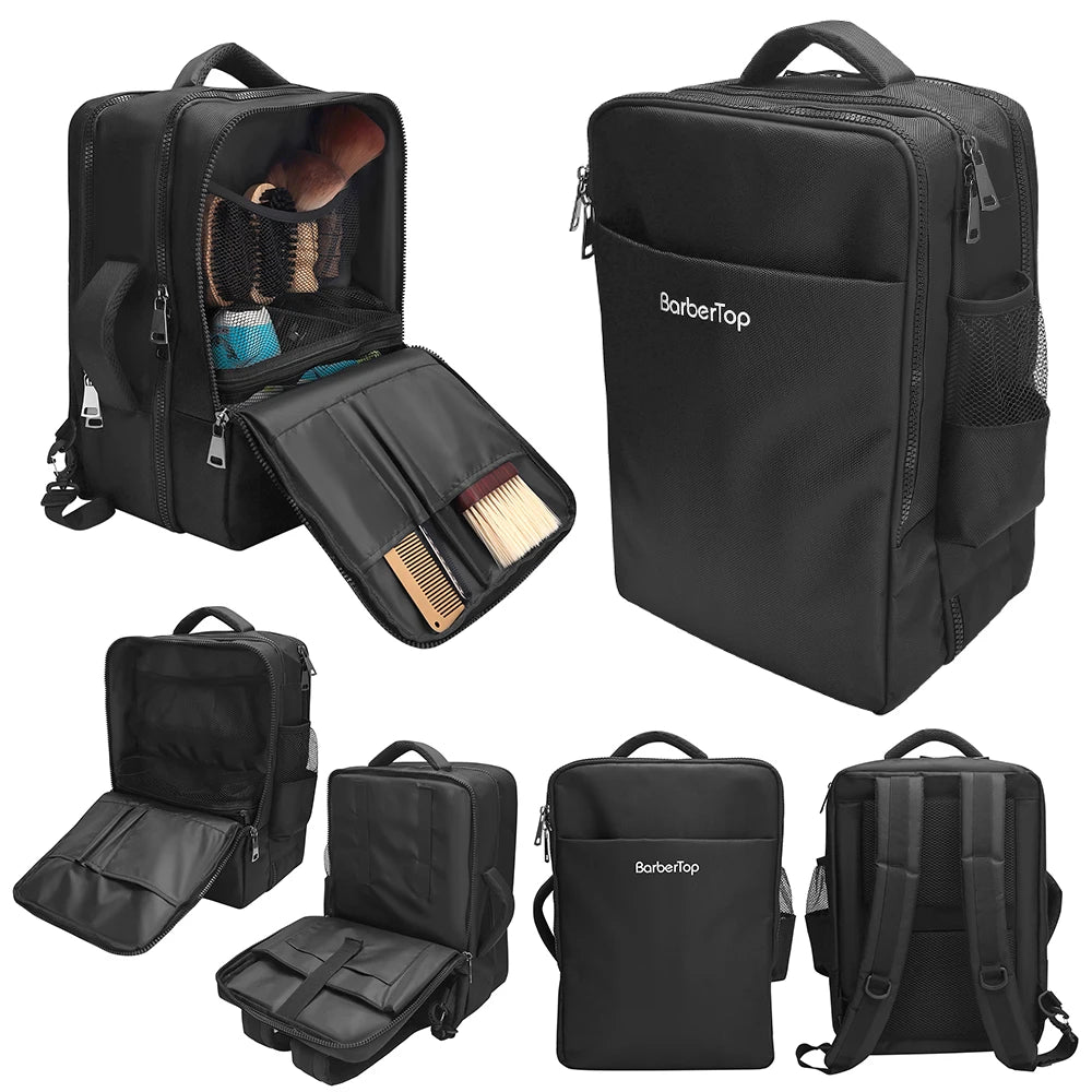 Black Polyester Multifunctional Portable Storage Travel Backpack
