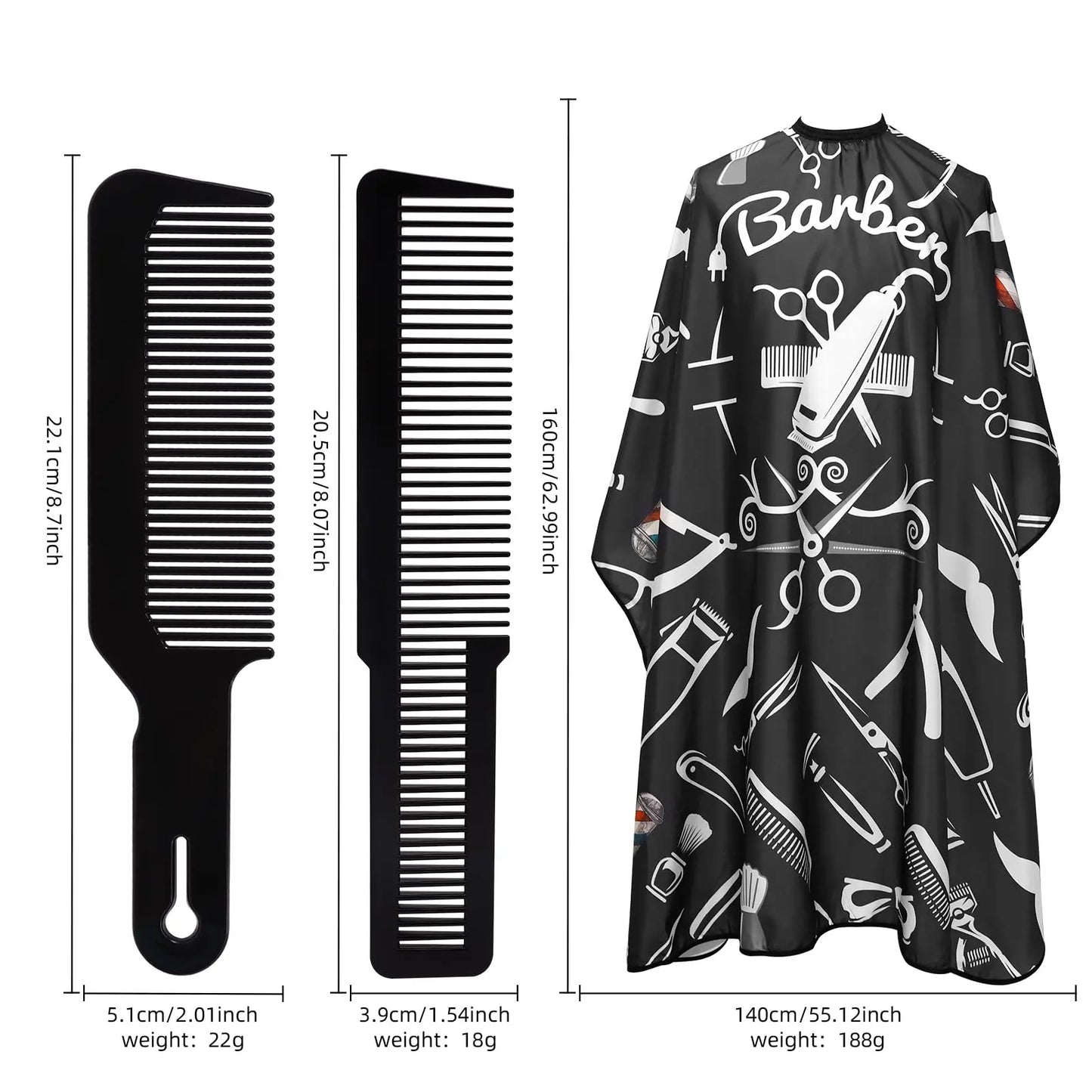 3PCS: Barber Hair stylist Grooming Comb ,Cape Kit Accessories