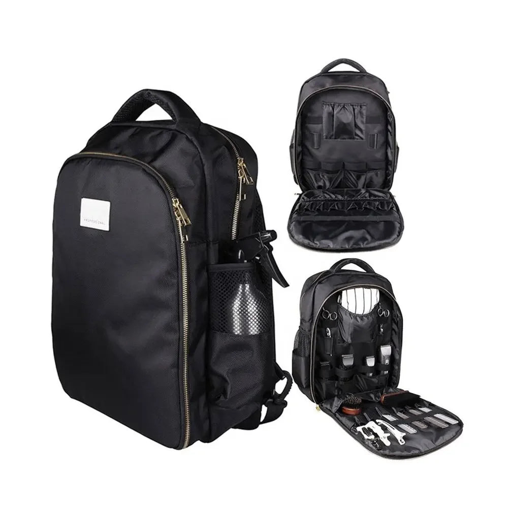 Black Polyester Portable Barber Backpack