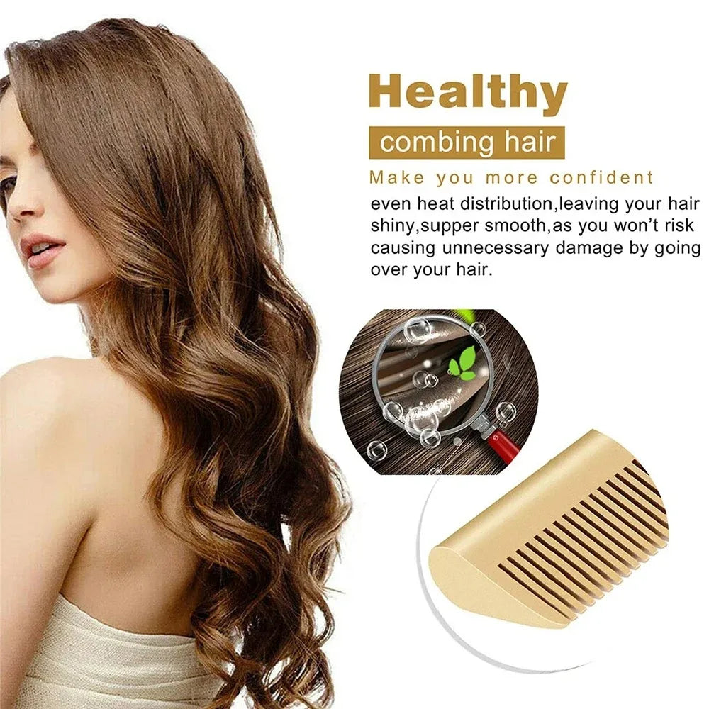 Portable Ceramic Hair Straightening Heat Pressing Curling Iron Comb