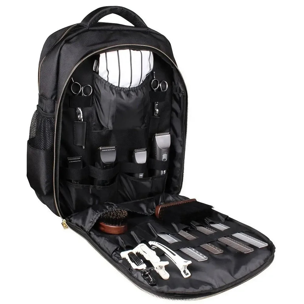 Black Polyester Portable Barber Backpack