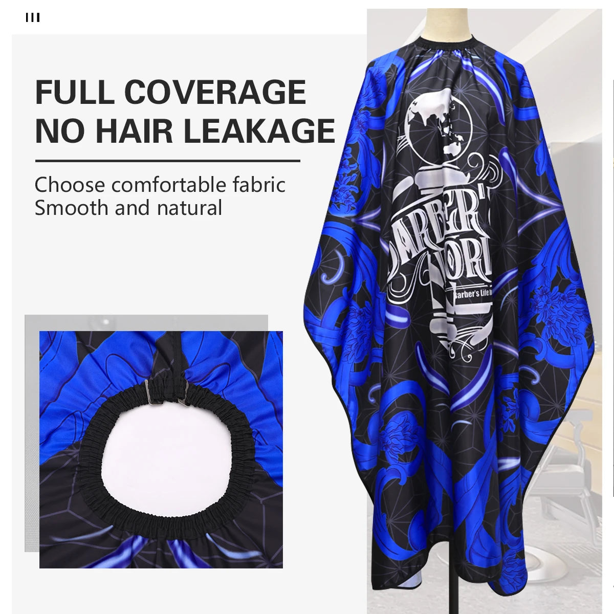 Blue/Black Salon Hairdressing Apron Cape