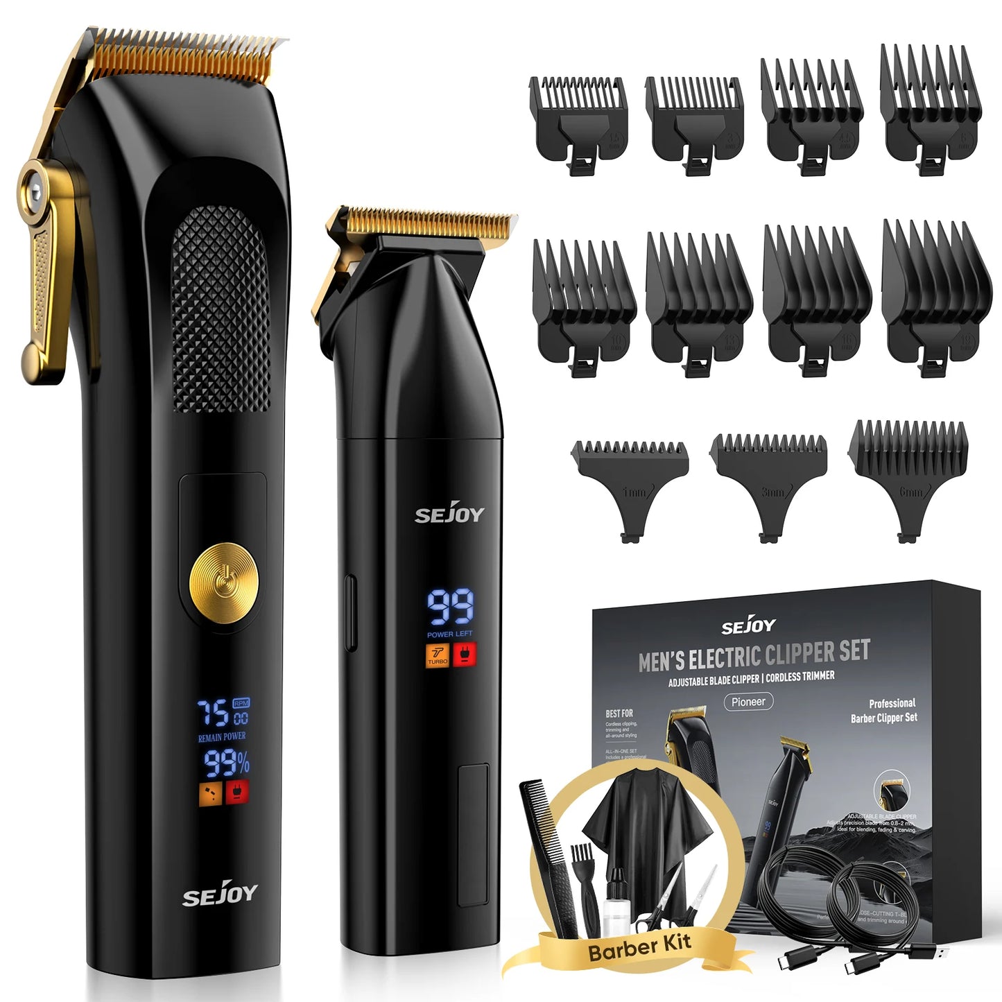 Full Metal Rechargeable Hair Clipper Combo Kit
