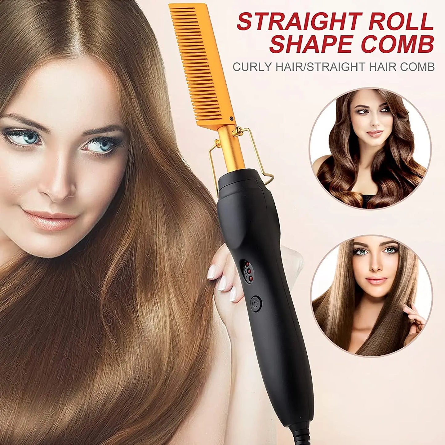 Portable Electric Heat Pressing Flat iron Comb