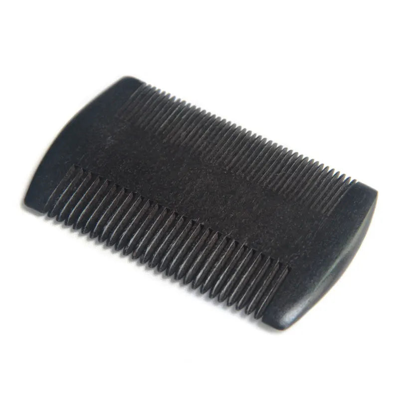 2PCS: Pocket Wooden Leather Beard Comb Kit