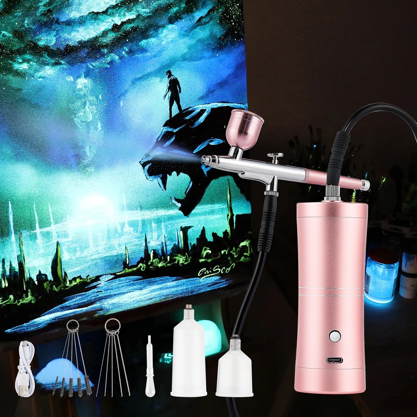 Portable 0.3mm Airbrush With 150cm Air Tube Painting Spray gun