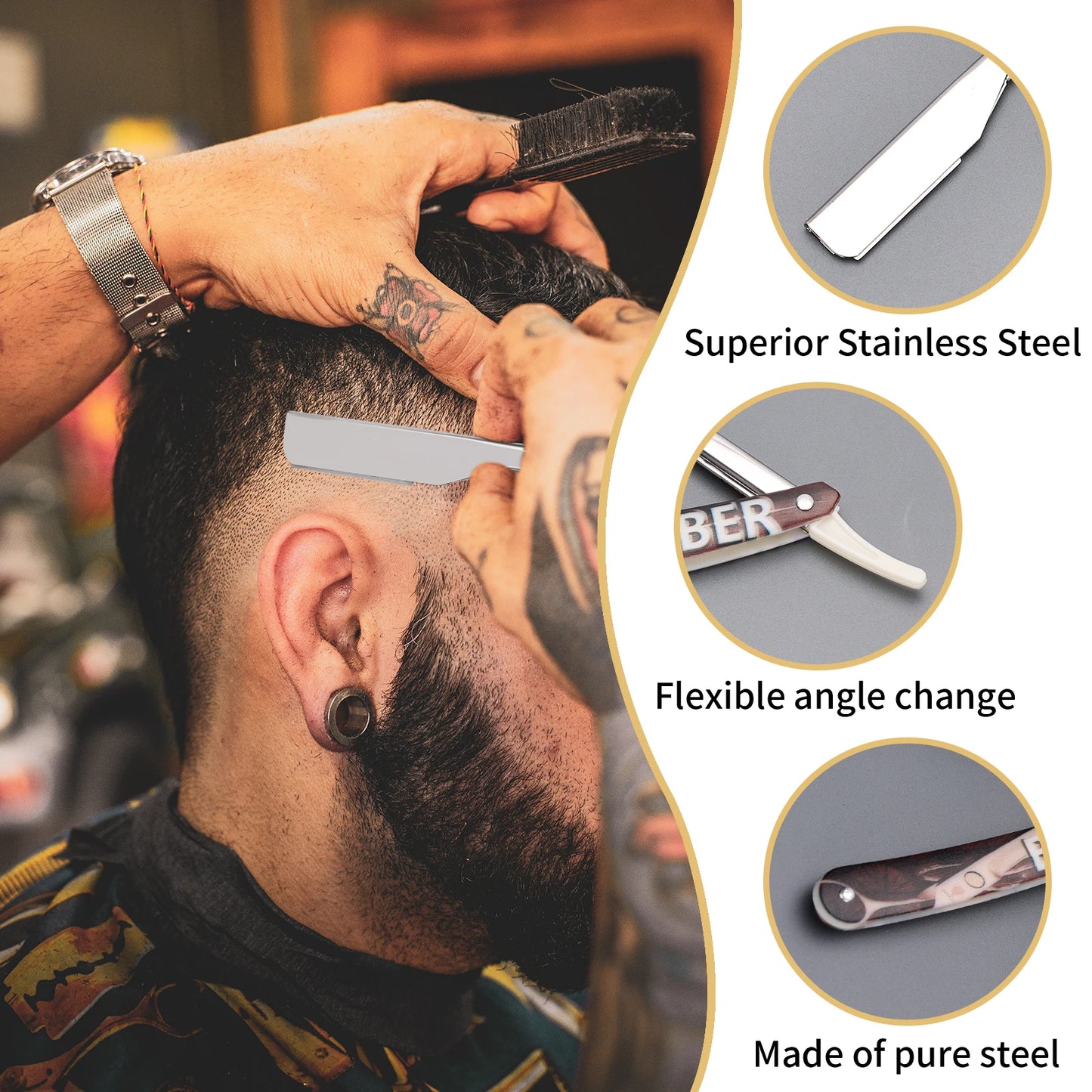 New Salon Manual Straight Edge Rack Folding Razor
