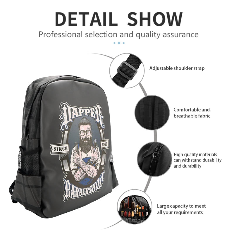 Black/Gray Polyester Barber Haircut Clipper Hairstylist Travel Backpack