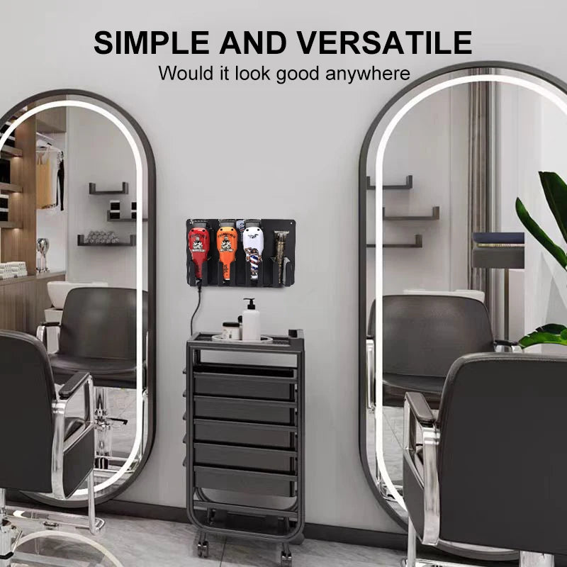 Barbershop Wall-Mounted Electric Clippers Storage Rack