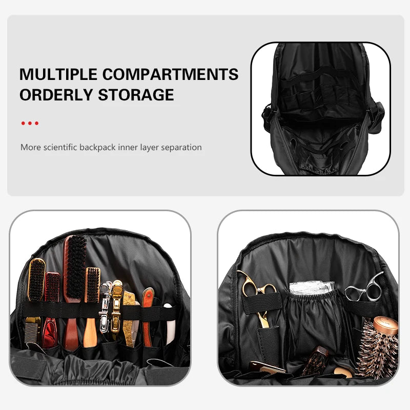 Black/Gray Polyester Barber Haircut Clipper Hairstylist Travel Backpack