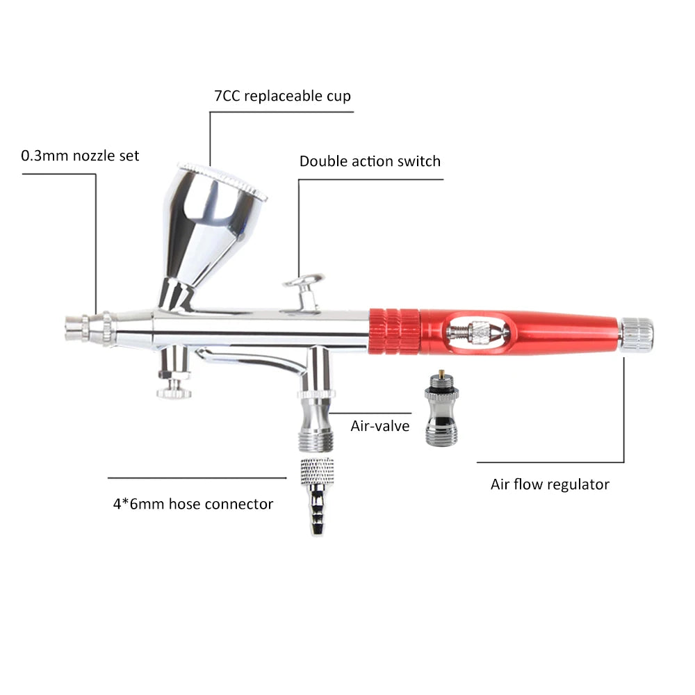 AC180Z Dual Action 15-50 PSI Spray Airbrush Gun