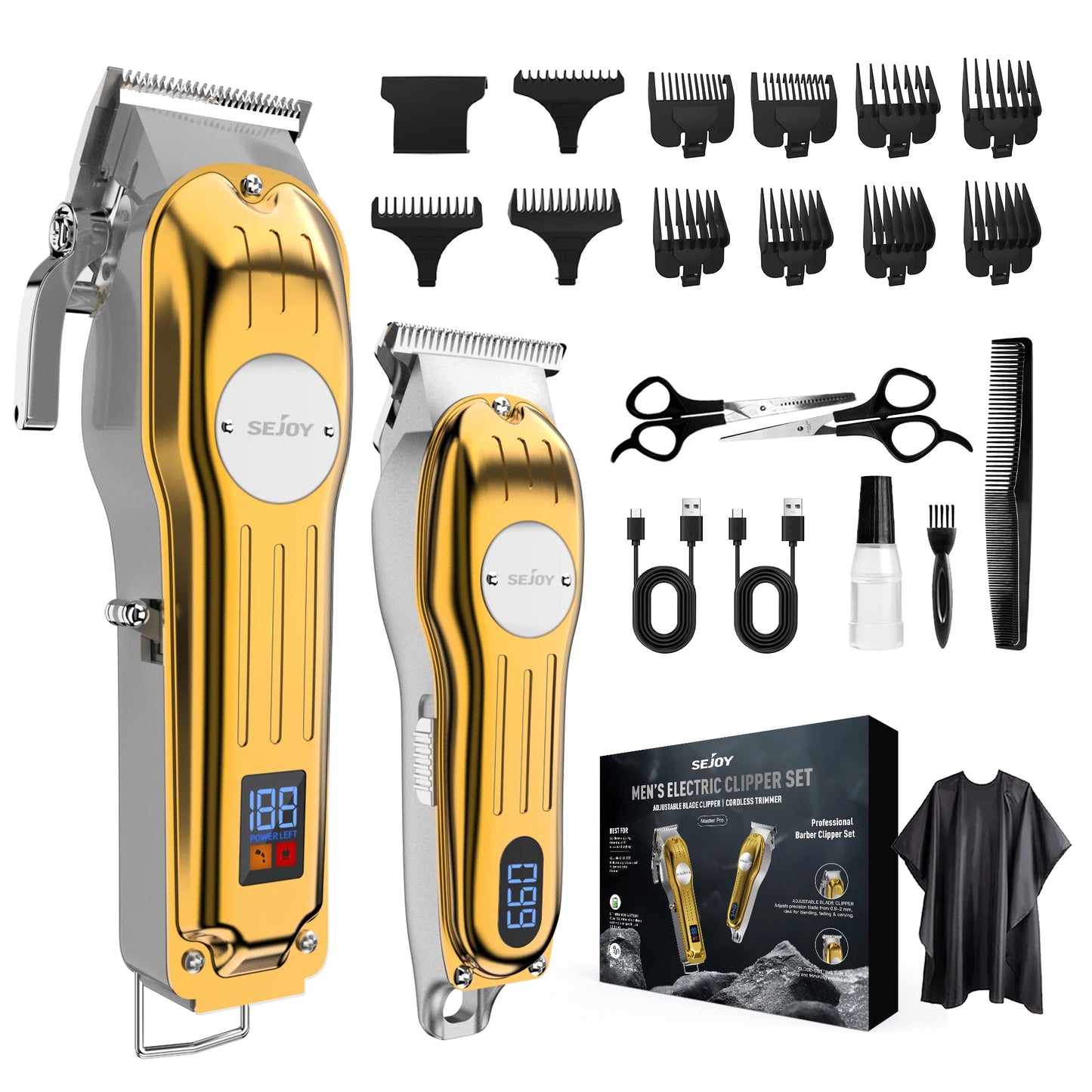 Full Metal Rechargeable Hair Clipper Combo Kit