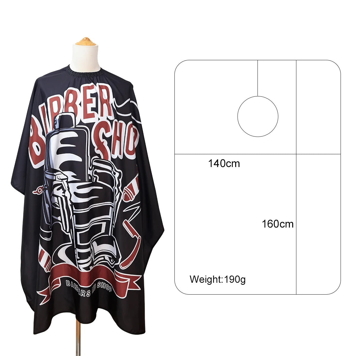 Black Waterproof Cloth Barbershop Apron Cape