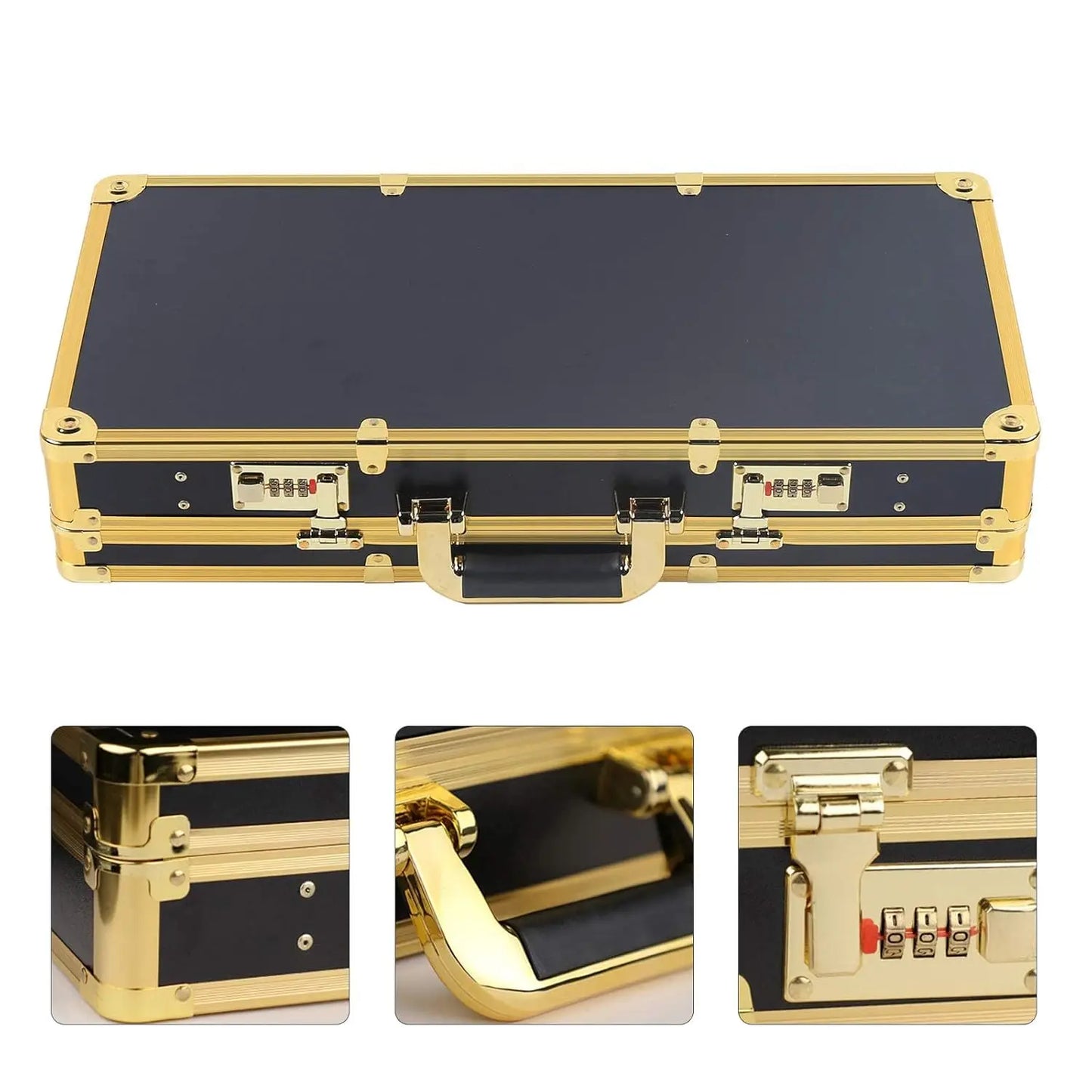 Black & Gold Aluminum Fire-Resistant Barber Travel Storage Organizer Case