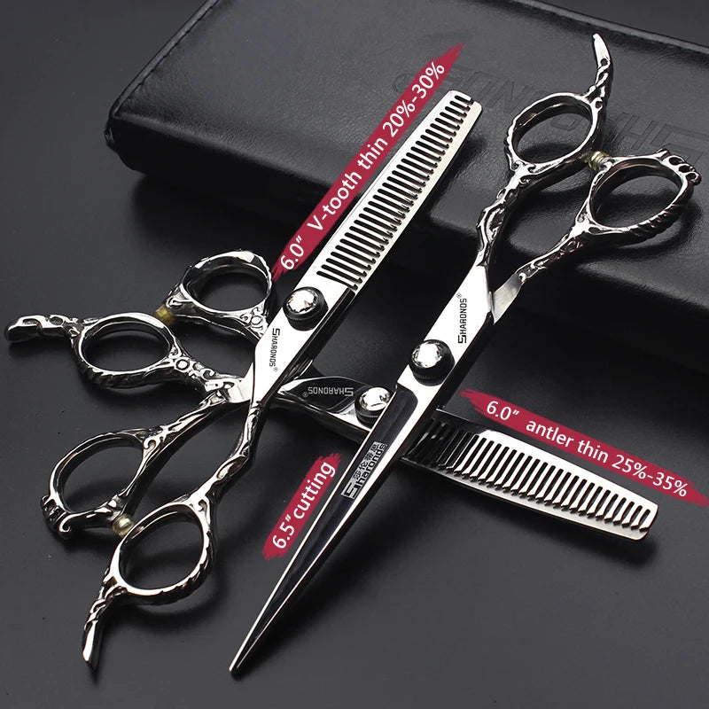 Stainless Steel 6/6.5/7 inch 440C Barber Shears Salon Scissors Set