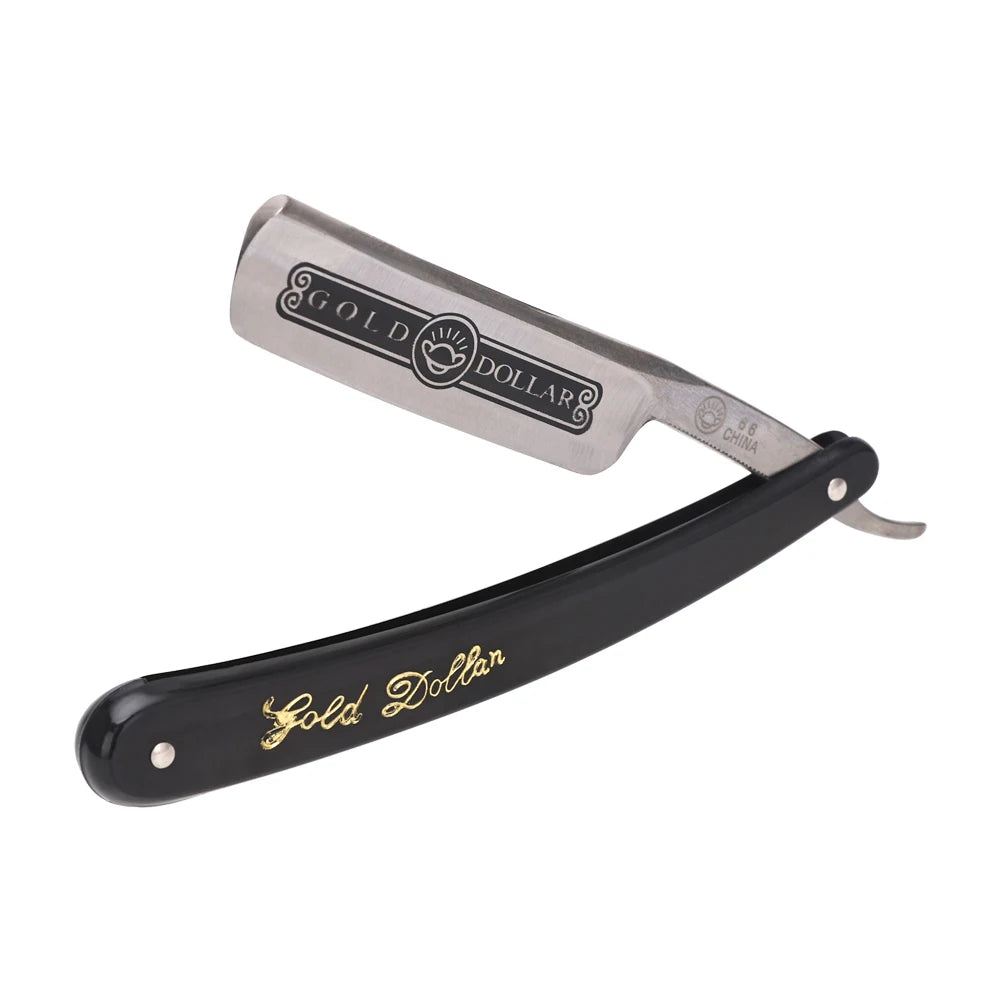 Black/Gold Hair Salon Manual Straight Edge Barber Razor Knife