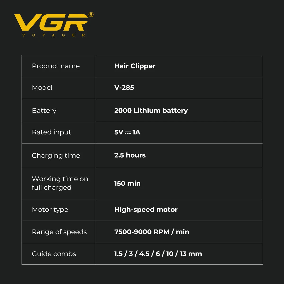 VGR 9000 RPM Cordless Adjustable Hair Trimmer