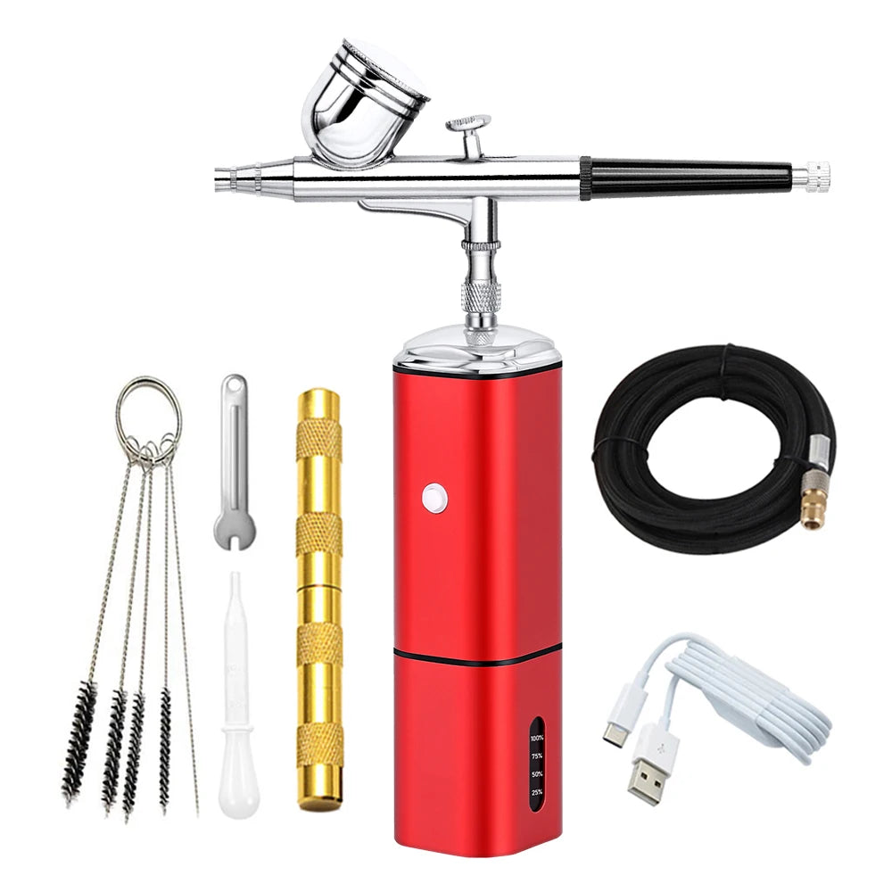 Replaceable Gravity Feed Airbrush Kit With Dual Action Compressor Cup