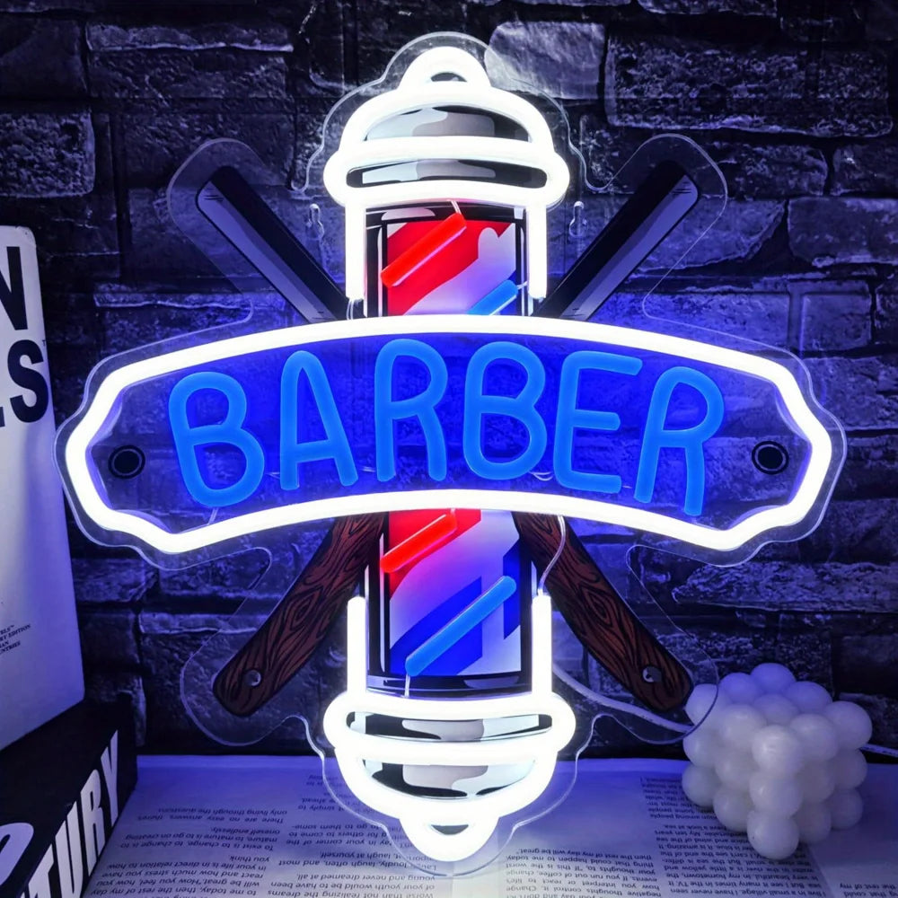 Portable USB Adjustable Brightness BarberShop “Open” Neon Light Sign