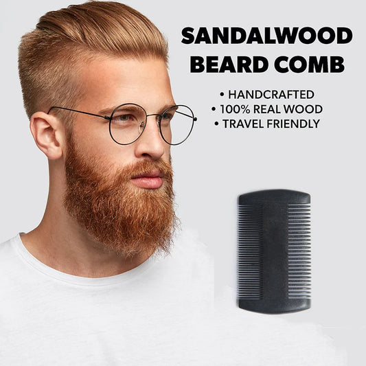 2PCS: Pocket Wooden Leather Beard Comb Kit