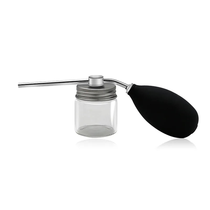 Refillable Hair Salon Spray Bottle Barber w Fiber Application Glass Talcum Powder Container