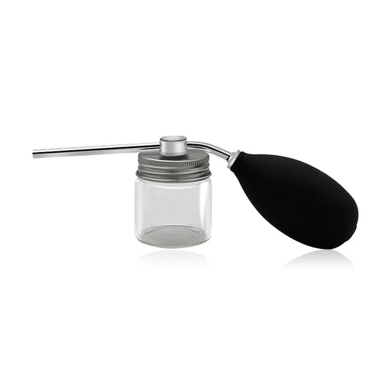Refillable Hair Salon Spray Bottle Barber w Fiber Application Glass Talcum Powder Container