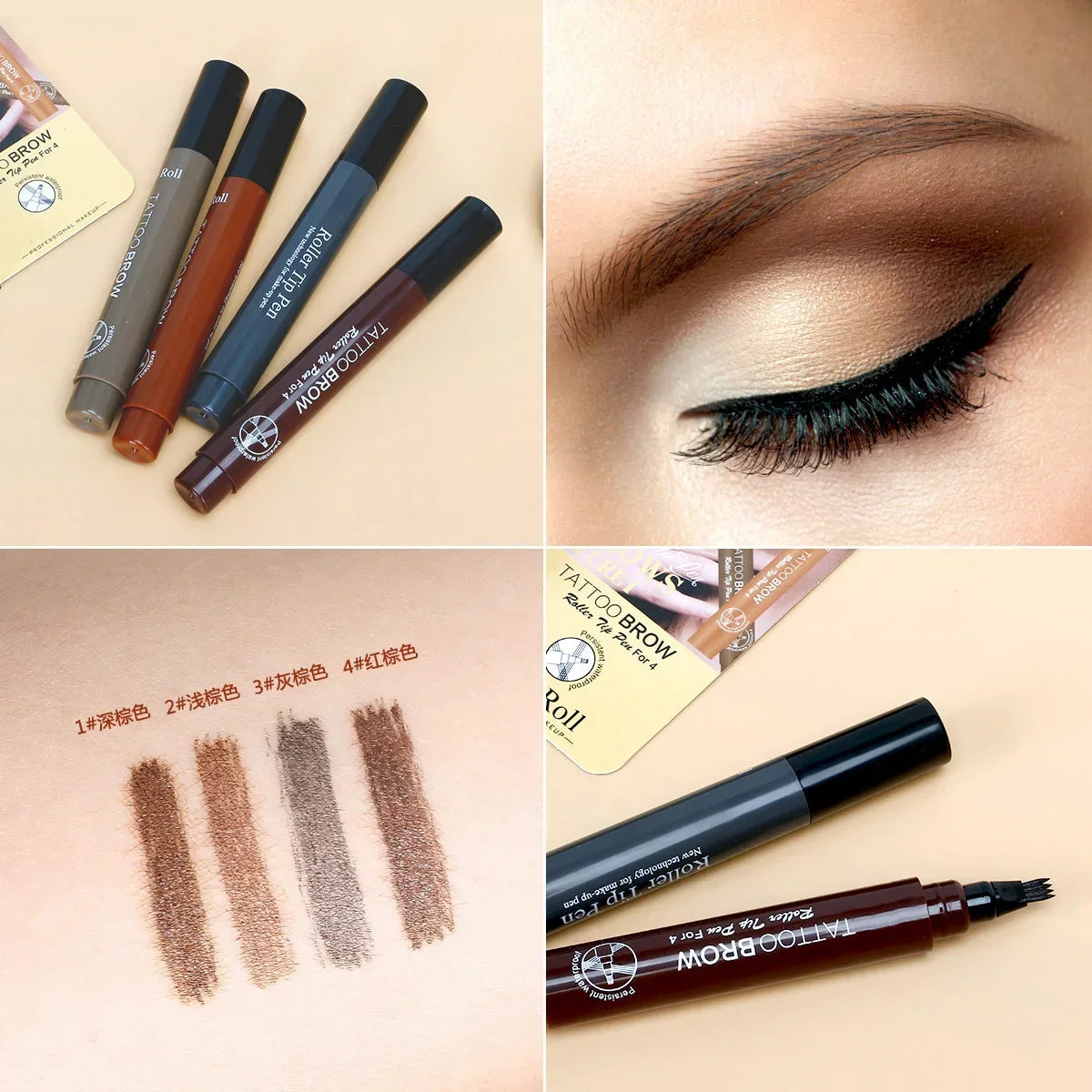 4-Tip Beard ,Mustache and,Eyebrow Coloring Pen Filler Hair Enhancer