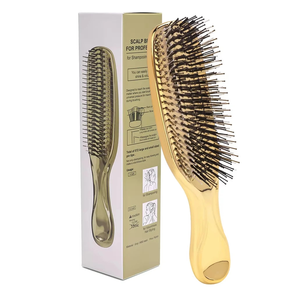 NEW Anti-static Upscale Electroplated Salon Massage Dry Wet Comb