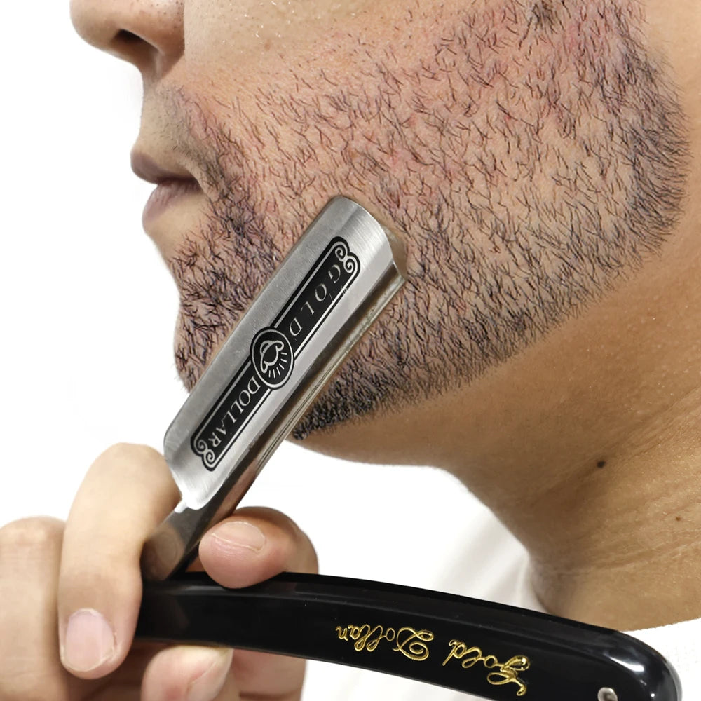 Black/Gold Hair Salon Manual Straight Edge Barber Razor Knife