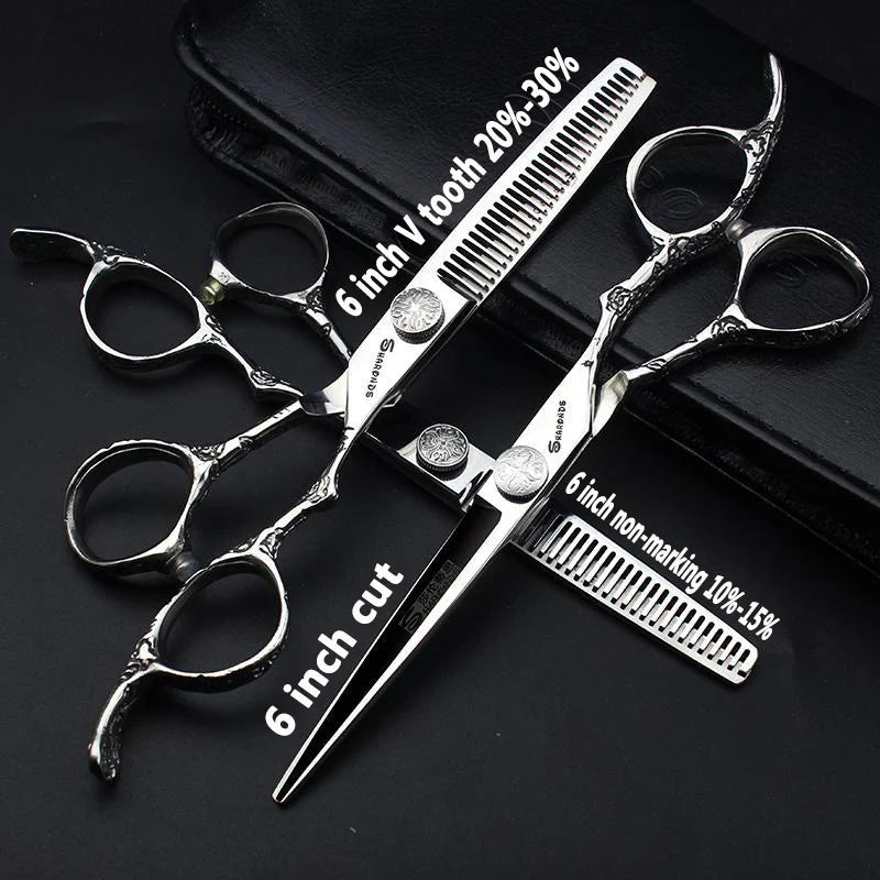 Stainless Steel 6/6.5/7 inch 440C Barber Shears Salon Scissors Set