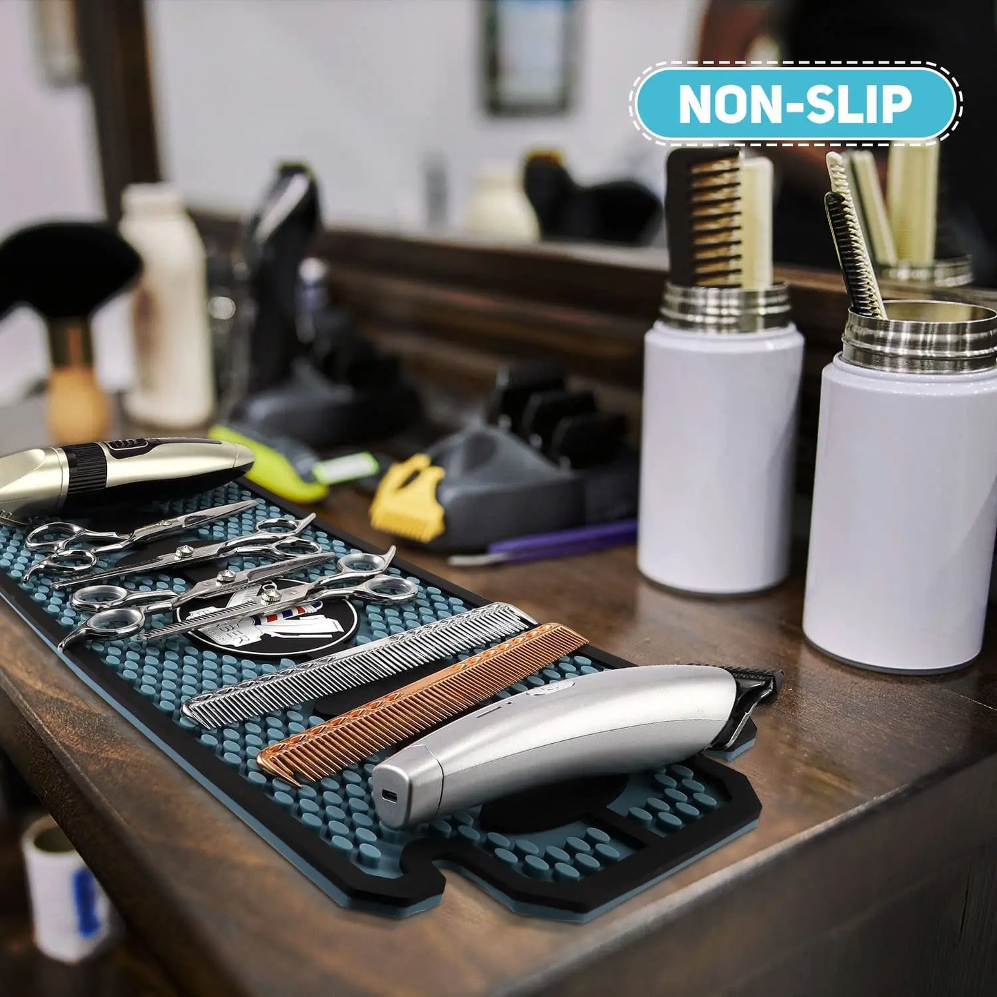 Barbershop Magnetic Countertop tray Silicone Pad