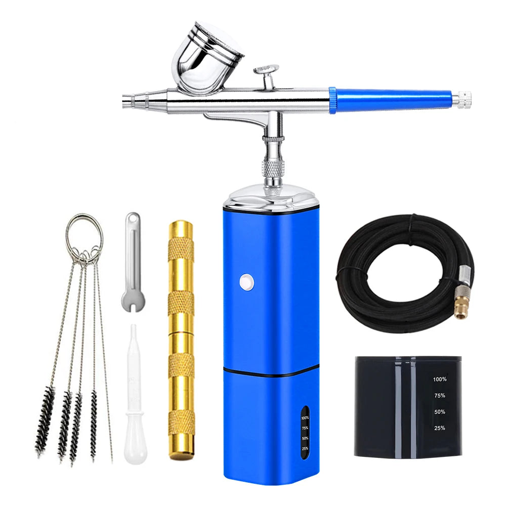 Replaceable Gravity Feed Airbrush Kit With Dual Action Compressor Cup