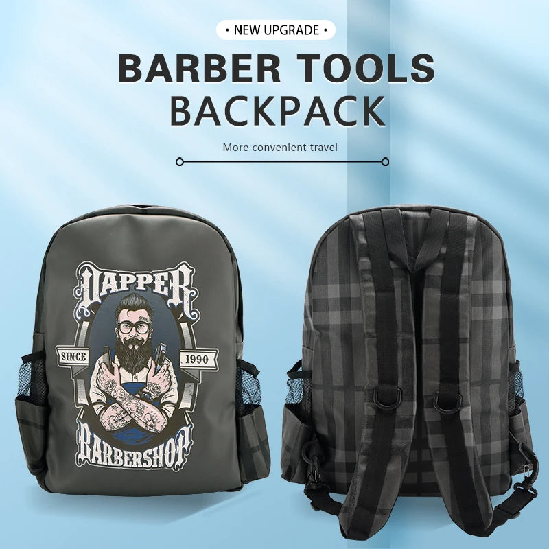 Black/Gray Polyester Barber Haircut Clipper Hairstylist Travel Backpack