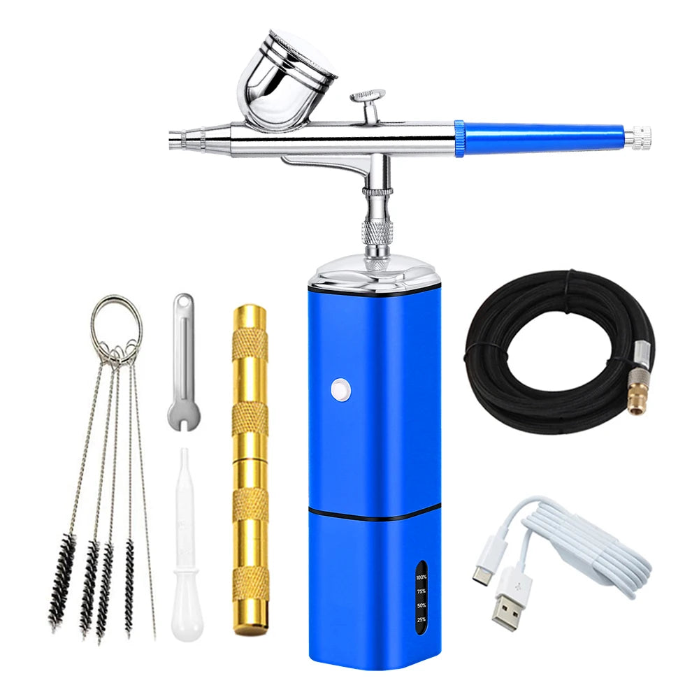 Replaceable Gravity Feed Airbrush Kit With Dual Action Compressor Cup
