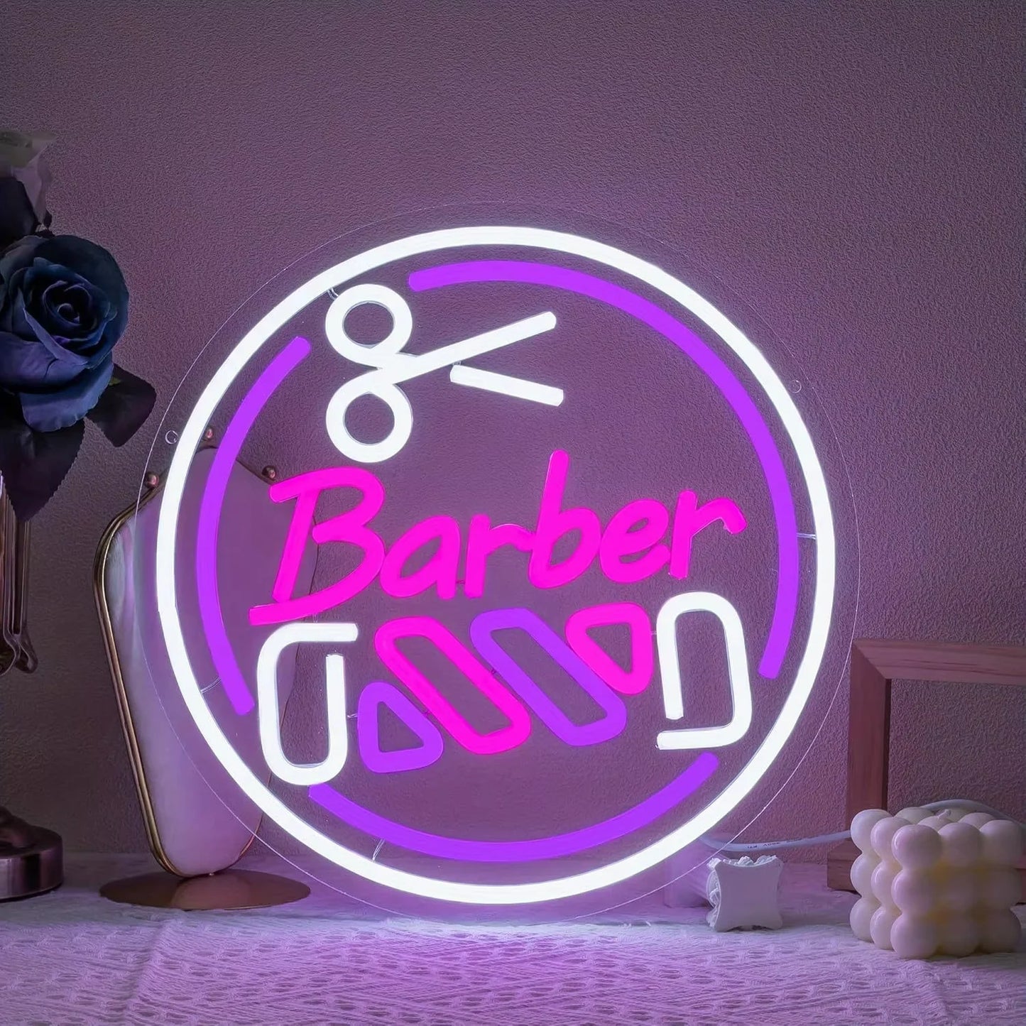 Portable USB Adjustable Brightness BarberShop “Open” Neon Light Sign