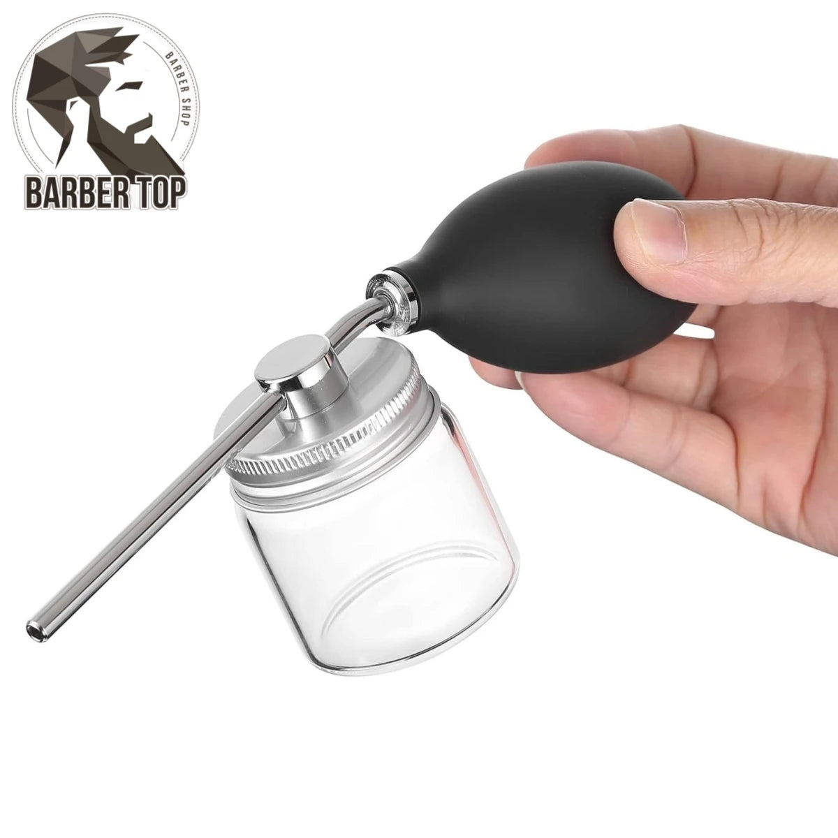 Refillable Hair Salon Spray Bottle Barber w Fiber Application Glass Talcum Powder Container