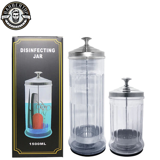 Barbershop Disinfection Jar Beauty Manicurist Stainless Steel Glass Filter Clean Sterilization Container