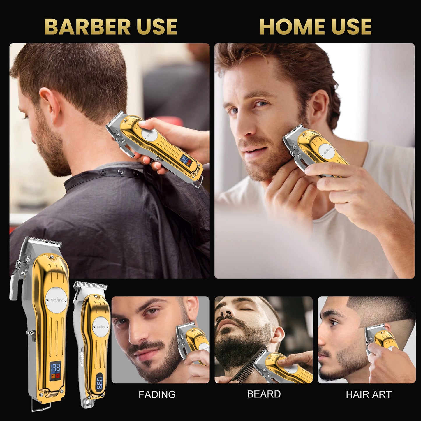 Full Metal Rechargeable Hair Clipper Combo Kit