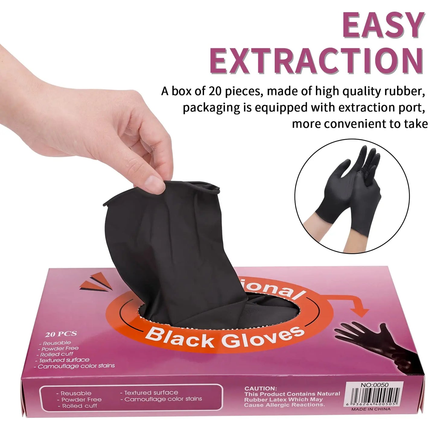 Black Stretchy Rubber Hair Dye Gloves ,Brush Tool Set
