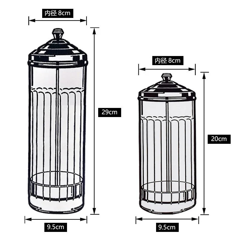Barbershop Disinfection Jar Beauty Manicurist Stainless Steel Glass Filter Clean Sterilization Container