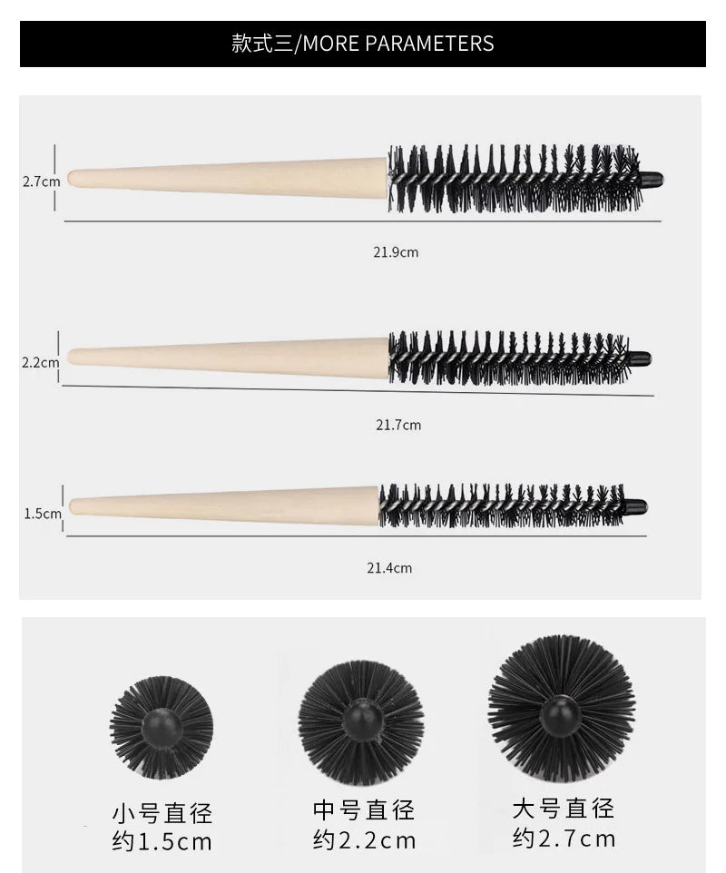 Small Wood Slimline circular Hair Brushes w an additional Comb