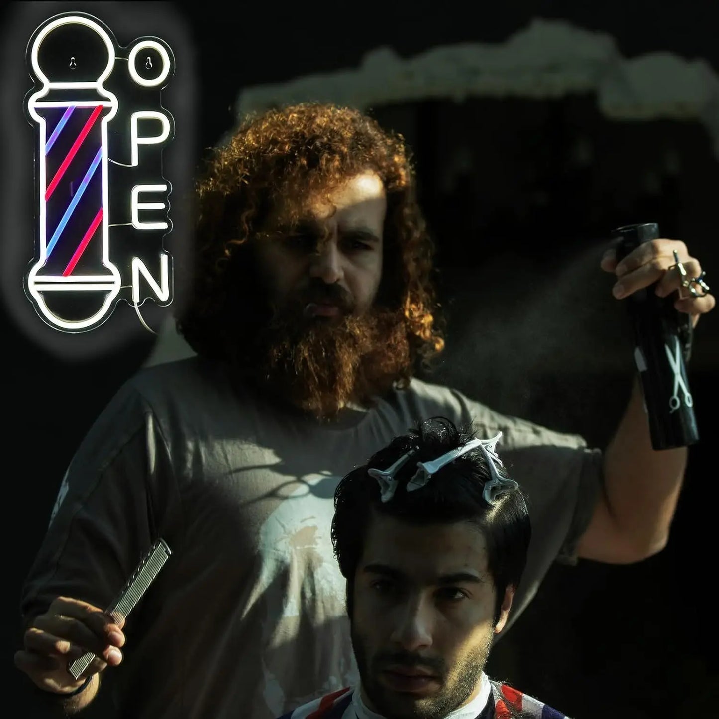 Portable USB Adjustable Brightness BarberShop “Open” Neon Light Sign