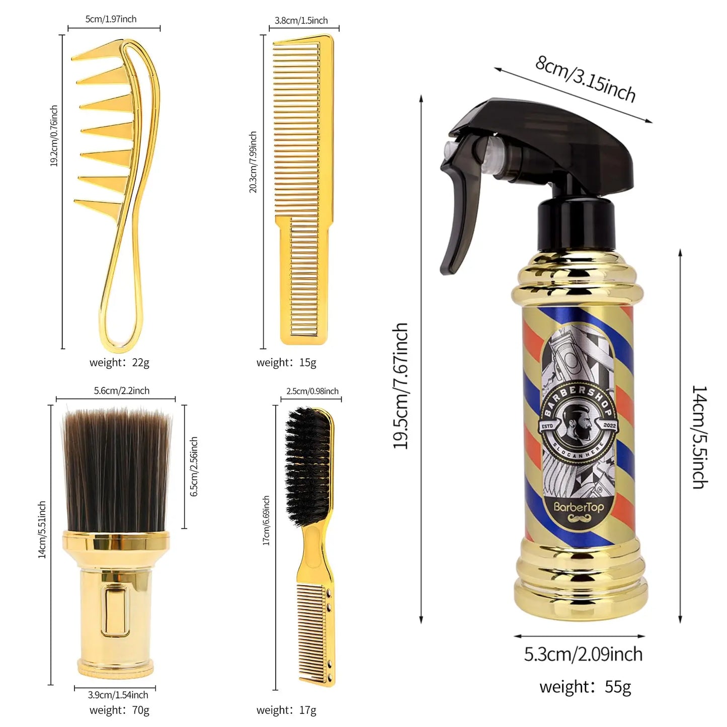 5pcs: Salon Set Barber Spray Bottles Comb ,Brush Tools